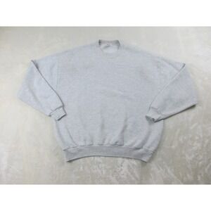 VINTAGE Jerzees Sweater Mens Extra Large Gray Cotton Blank USA Pullover*